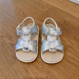 See Kai Run Silver Metallic Leather Toddler Sandals